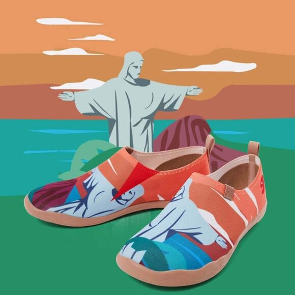 UIN Men\'s Loafers Knitted Walking Casual Travel Shoes (Christ the Redeemer)